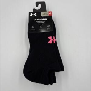 UA UNDER ARMOUR 6 pairs ESSENTIAL NO SHOW SOCKS SIZE Womens 6-9 NWT